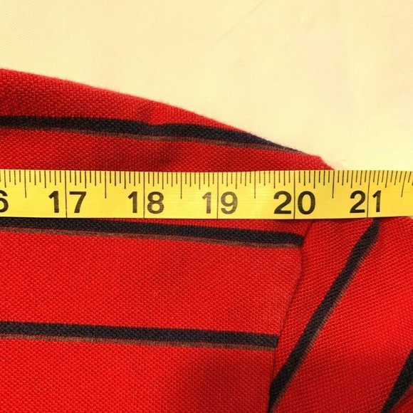 Vintage Polo Ralph Lauren Polo Shirt Long Sleeve Striped Red‎ Black Pony XL EUC - Picture 10 of 10
